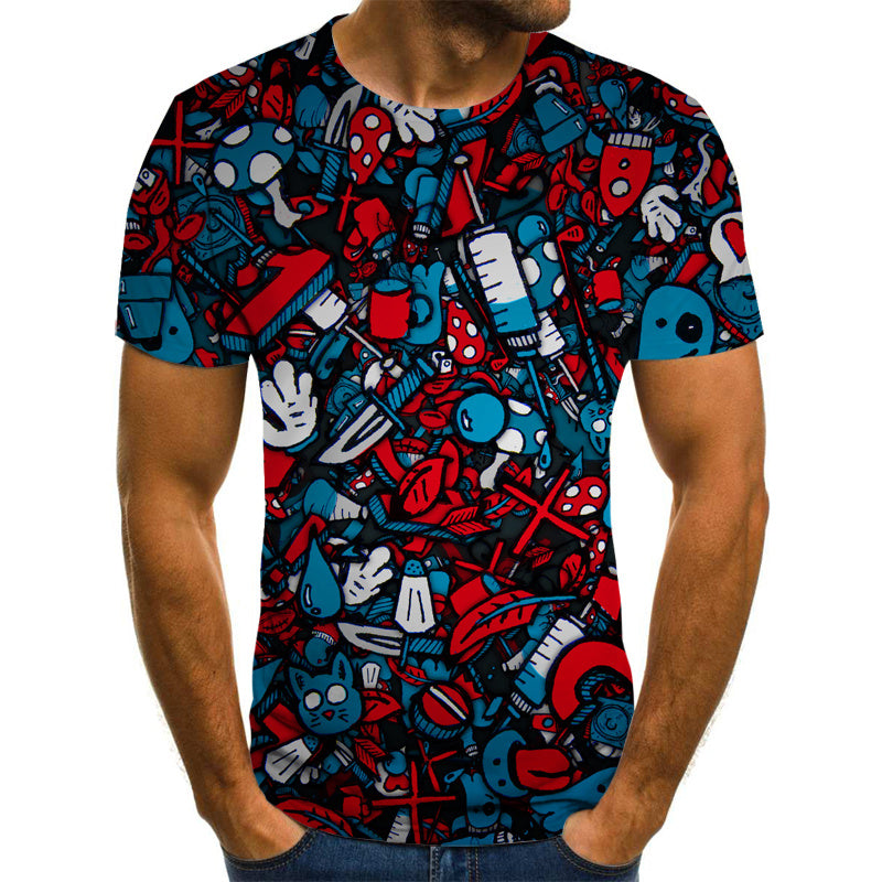 Men's T-shirt summer casual top D printing t-shirt men's