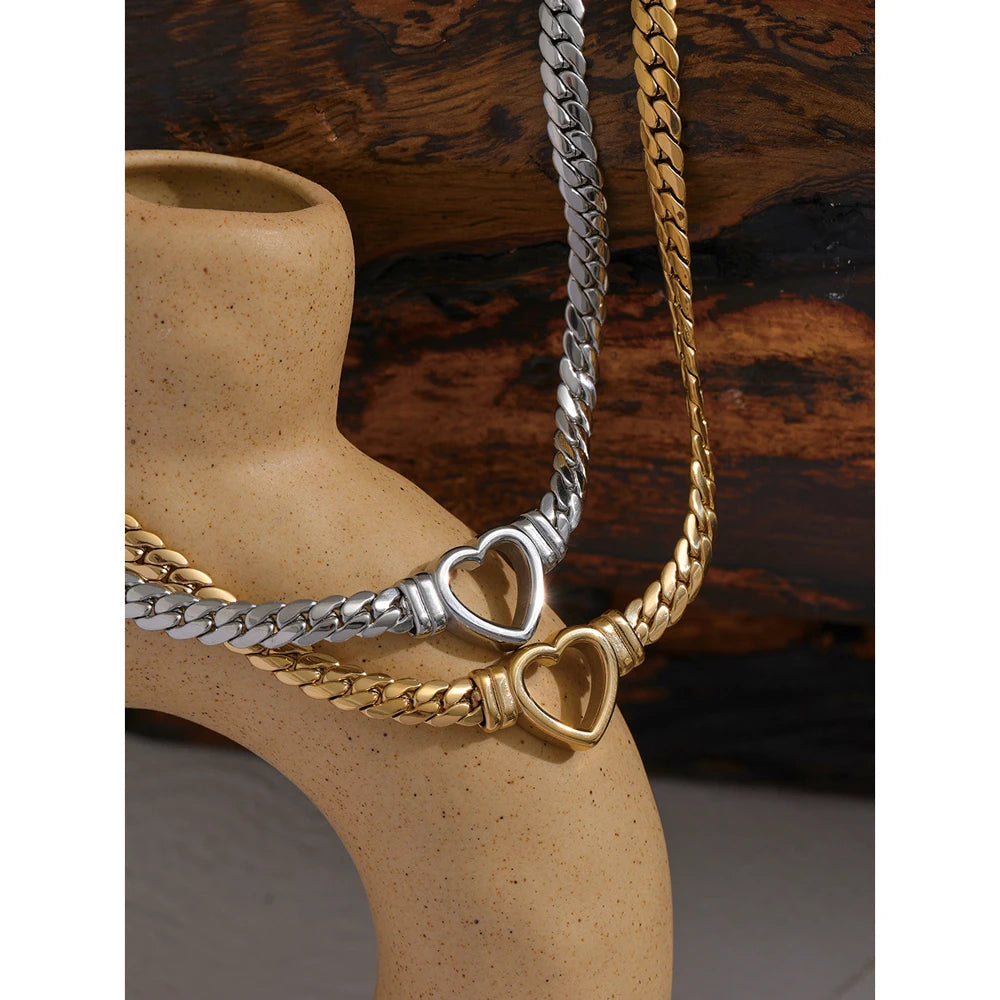 Necklace Stainless Steel for Women Fashion Metal Texture Flat Collar Waterproof Necklace Girlfriend Gift