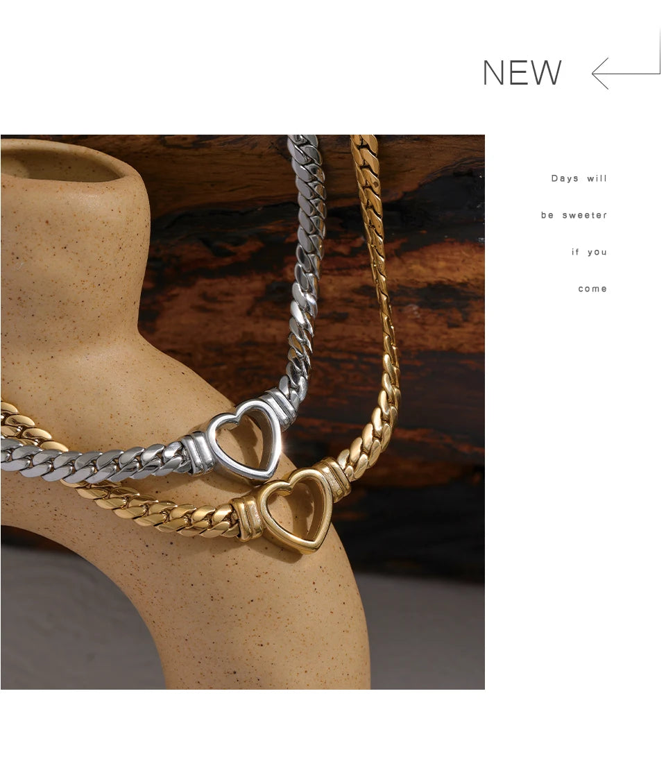 Necklace Stainless Steel for Women Fashion Metal Texture Flat Collar Waterproof Necklace Girlfriend Gift
