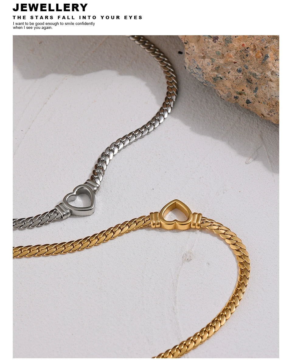 Necklace Stainless Steel for Women Fashion Metal Texture Flat Collar Waterproof Necklace Girlfriend Gift