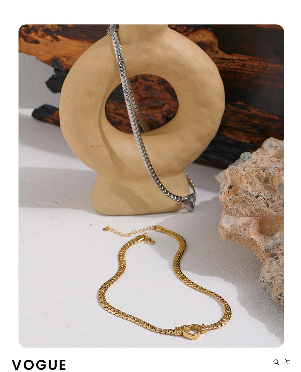 Necklace Stainless Steel for Women Fashion Metal Texture Flat Collar Waterproof Necklace Girlfriend Gift
