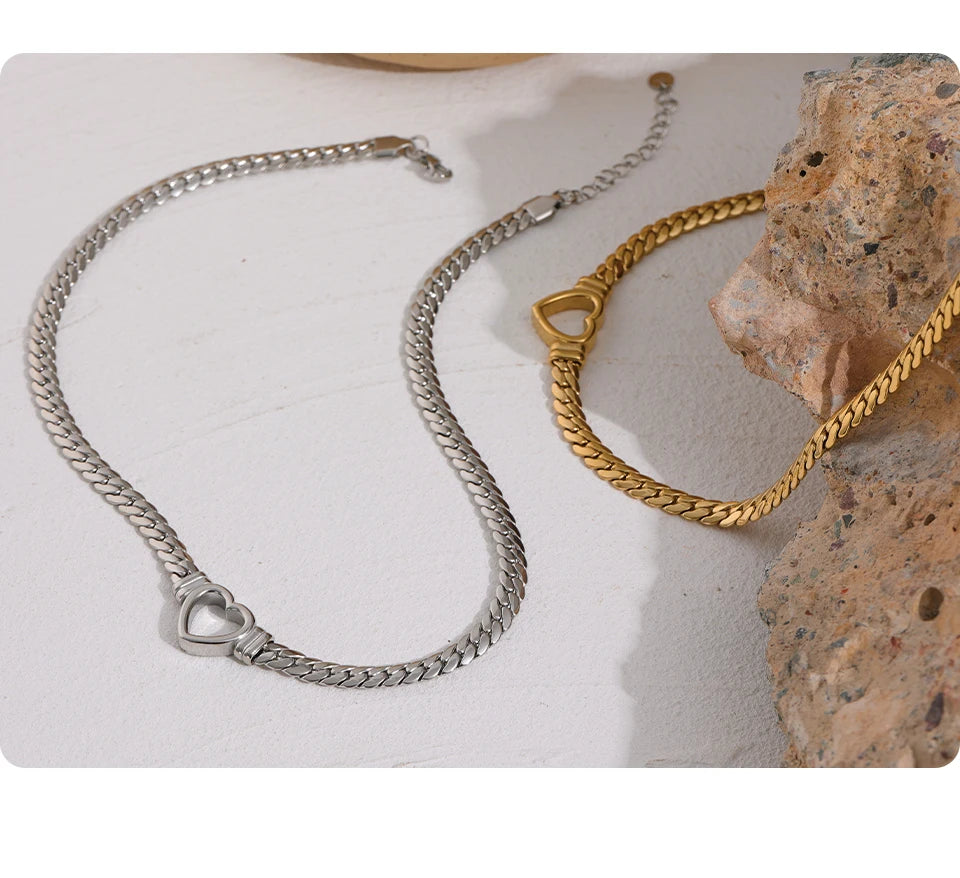 Necklace Stainless Steel for Women Fashion Metal Texture Flat Collar Waterproof Necklace Girlfriend Gift