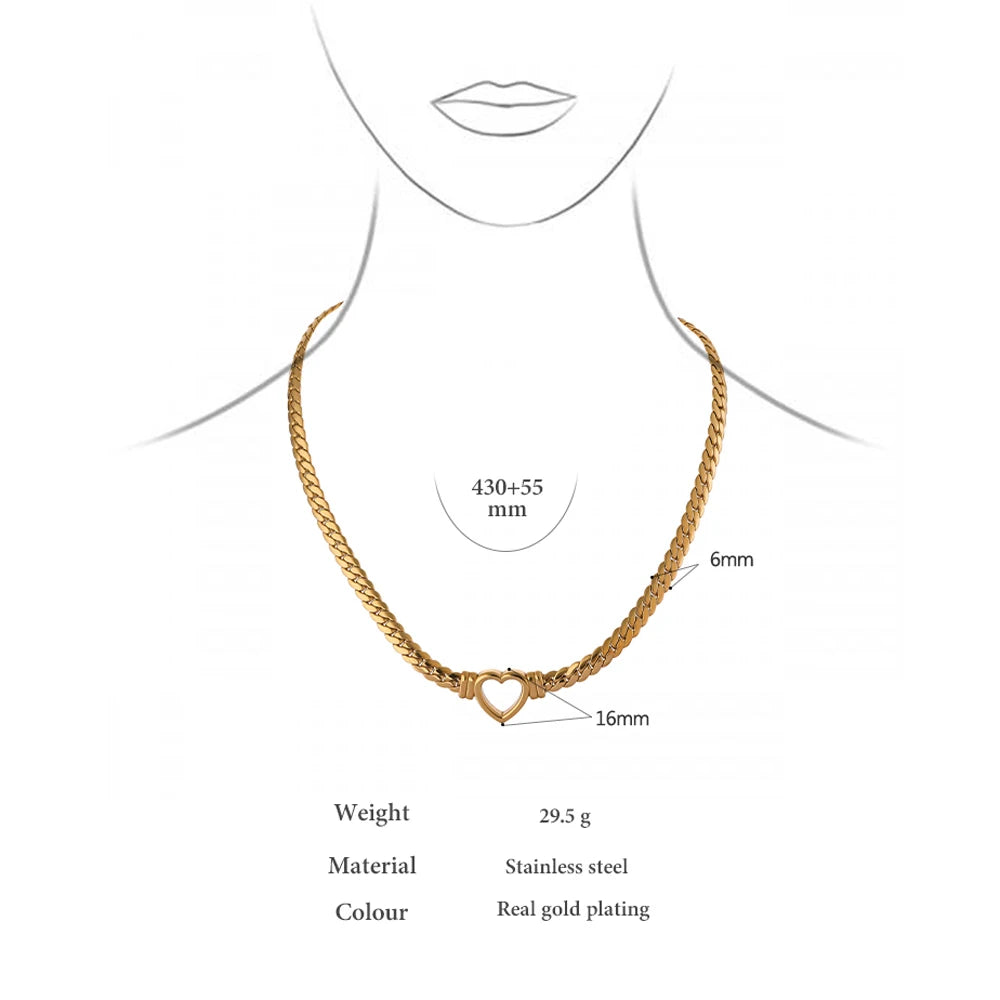 Necklace Stainless Steel for Women Fashion Metal Texture Flat Collar Waterproof Necklace Girlfriend Gift