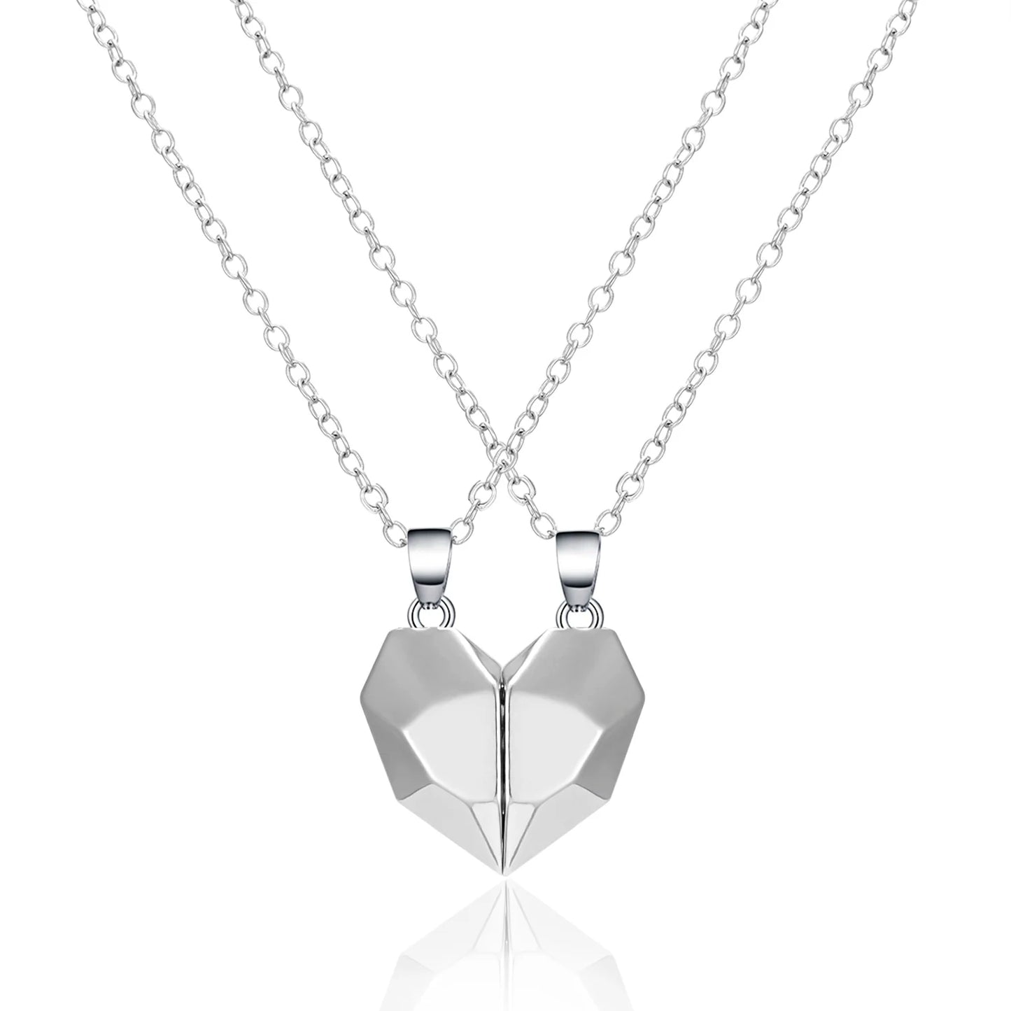2Pcs Magnetic Heart Couple Necklace For Women Valentine's Day Sweater Chain For Best Friend Lovers Wedding Party Gift Jewelry