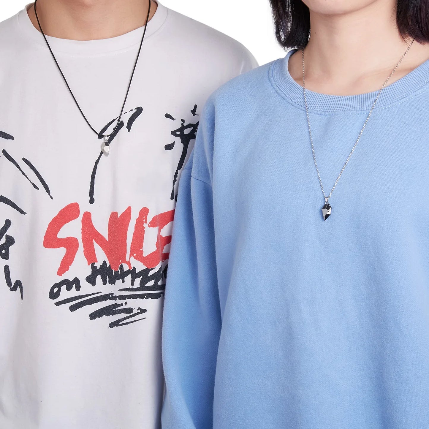 2Pcs Magnetic Heart Couple Necklace For Women Valentine's Day Sweater Chain For Best Friend Lovers Wedding Party Gift Jewelry