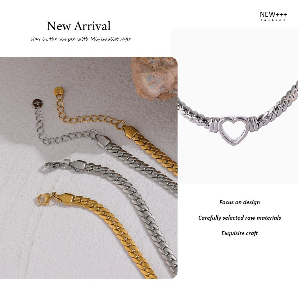 Necklace Stainless Steel for Women Fashion Metal Texture Flat Collar Waterproof Necklace Girlfriend Gift