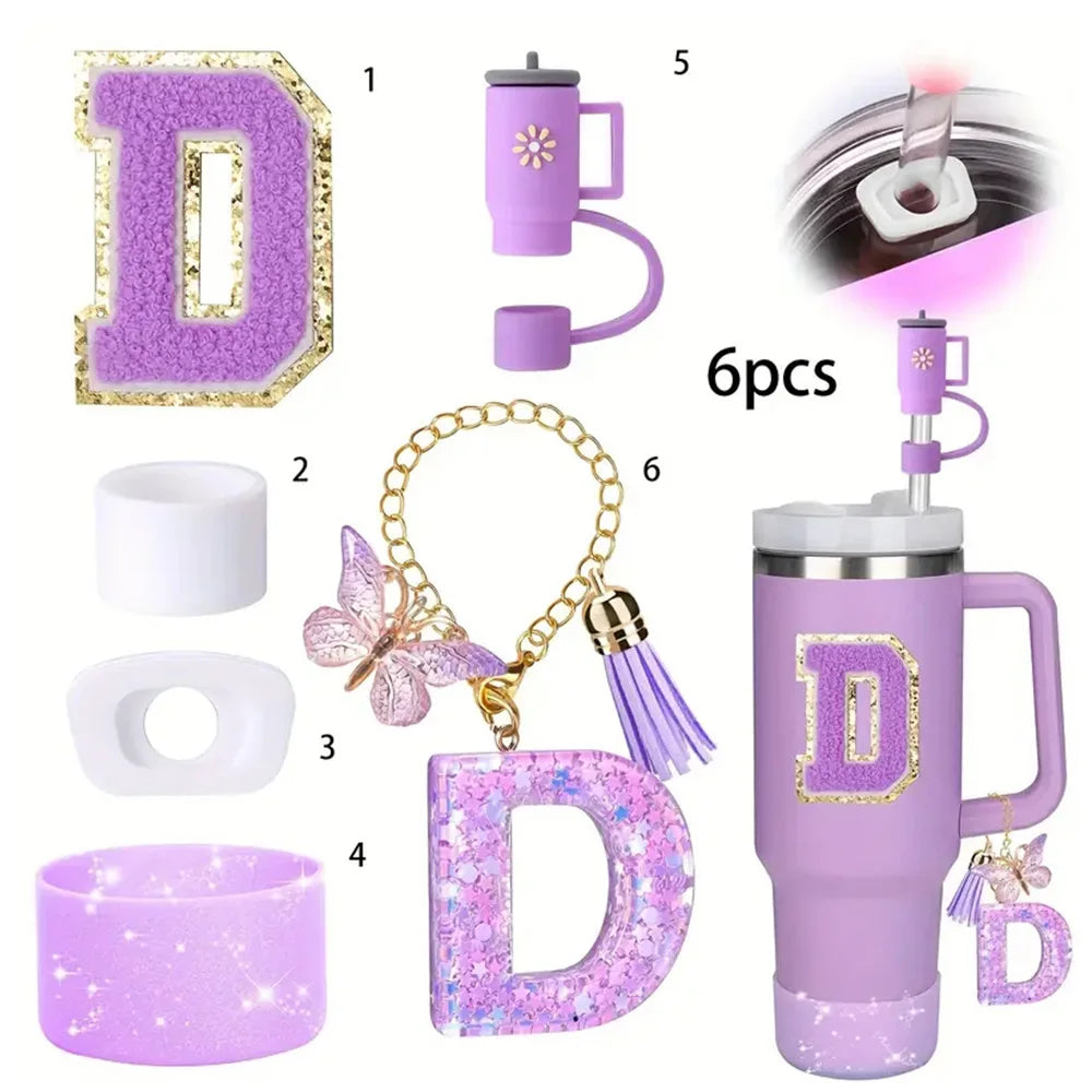 6PCS Cup Accessories Set for Stanley Cup 40oz tumbler with handle Including Silicone Straw Topper and Boot, Spill Proof Stopper