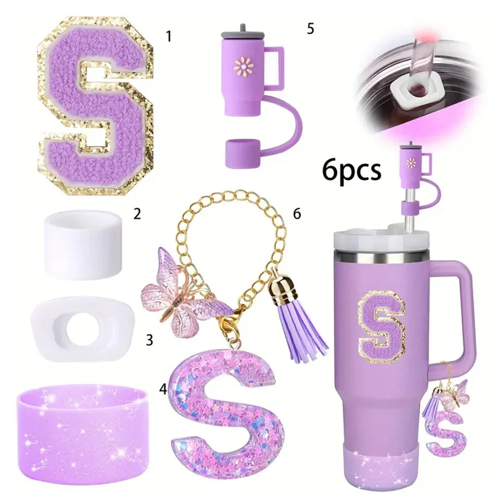 6PCS Cup Accessories Set for Stanley Cup 40oz tumbler with handle Including Silicone Straw Topper and Boot, Spill Proof Stopper