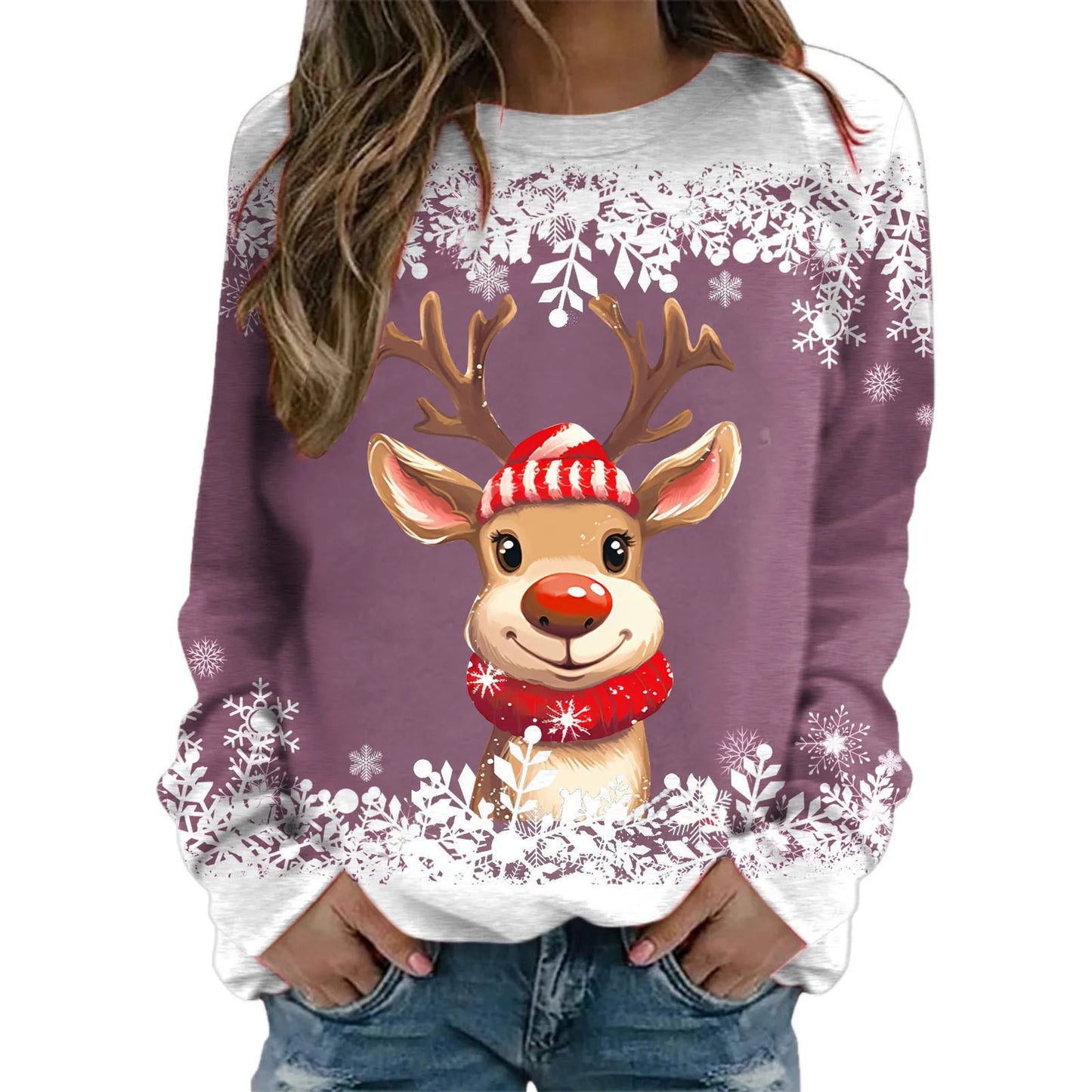 Teen Girls Long Sleeve Crewneck Sweatshirt Sweaters Graphic Xmas