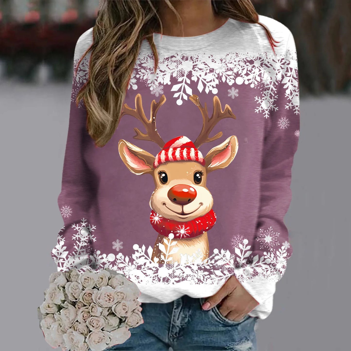 Teen Girls Long Sleeve Crewneck Sweatshirt Sweaters Graphic Xmas