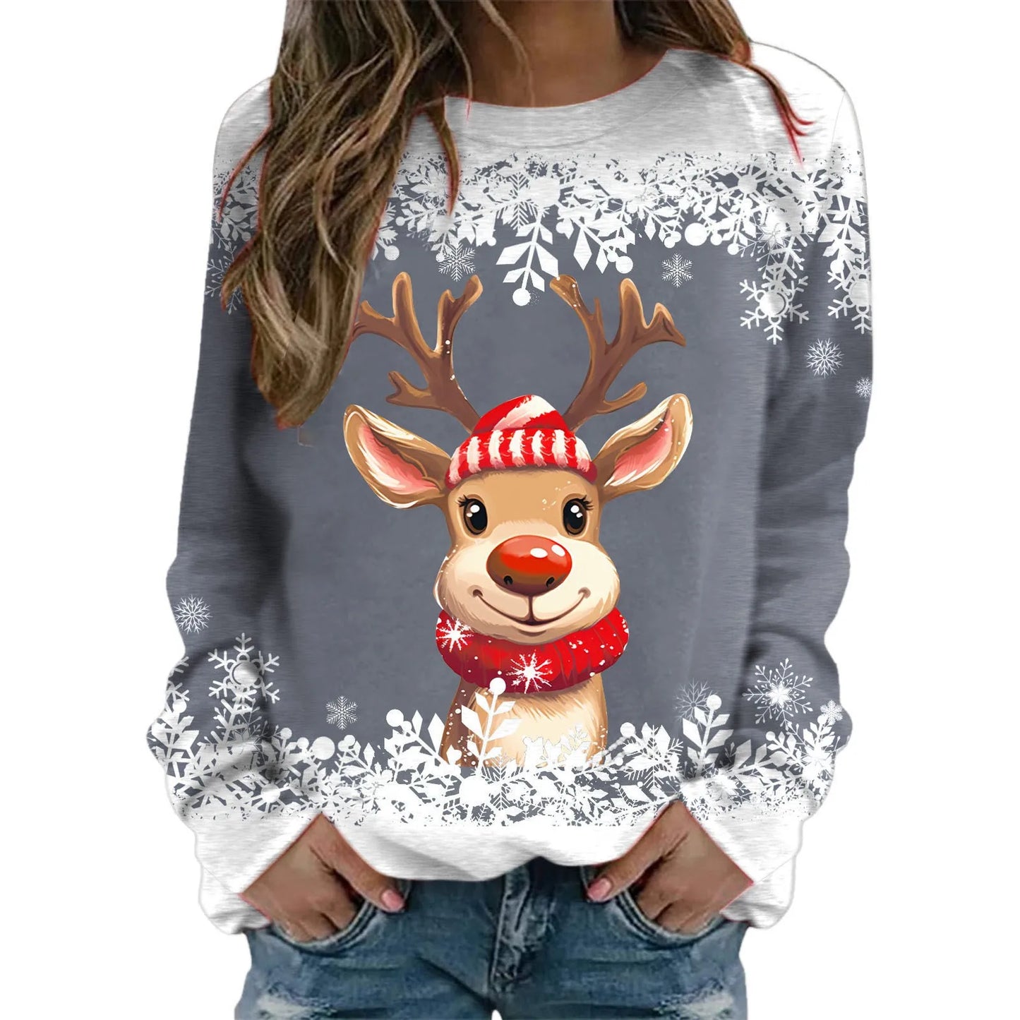 Teen Girls Long Sleeve Crewneck Sweatshirt Sweaters Graphic Xmas