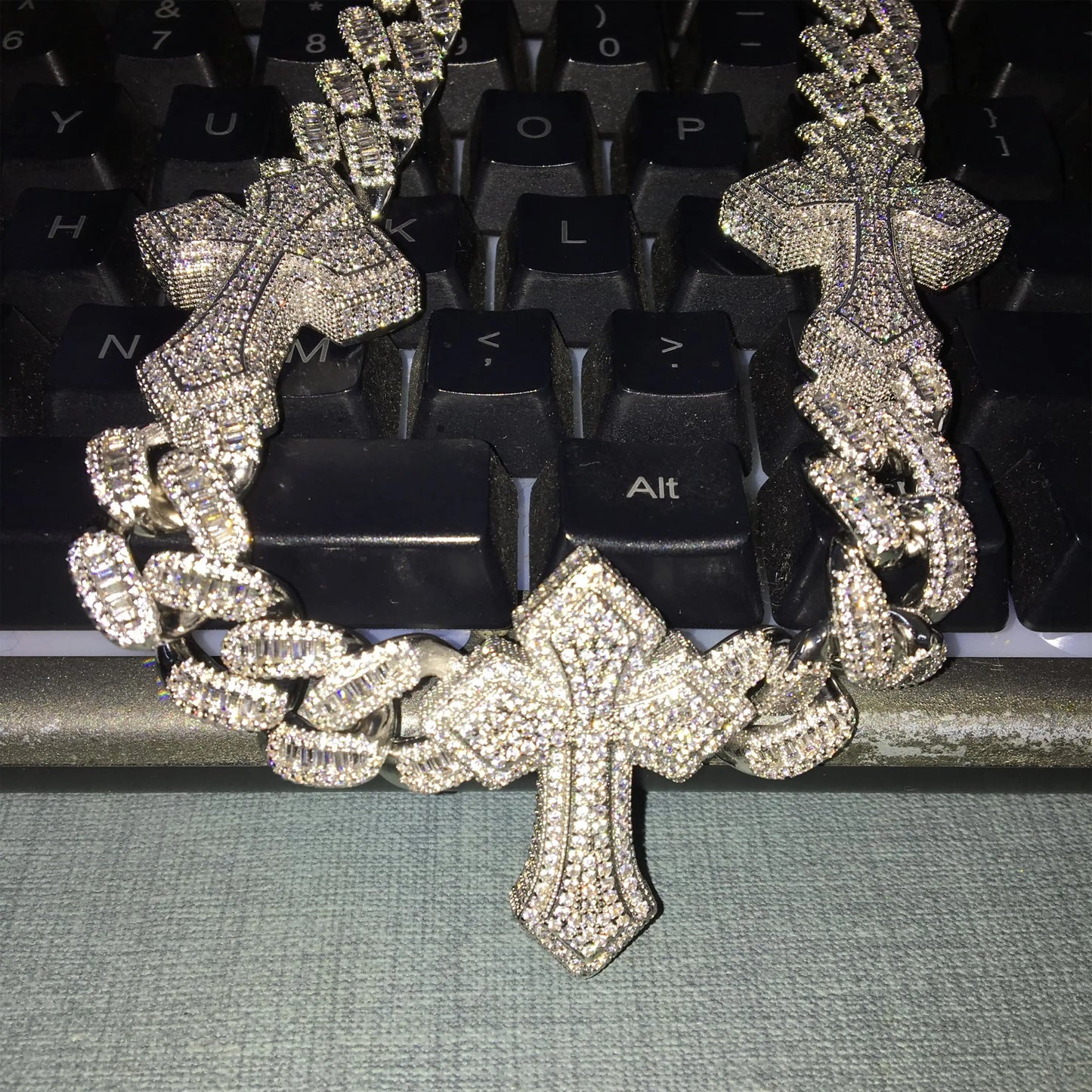 THE BLING KING 3pcs Necklace Prong Setting 5A Cubic Zirconia Choker HipHop Fashion Jewelry