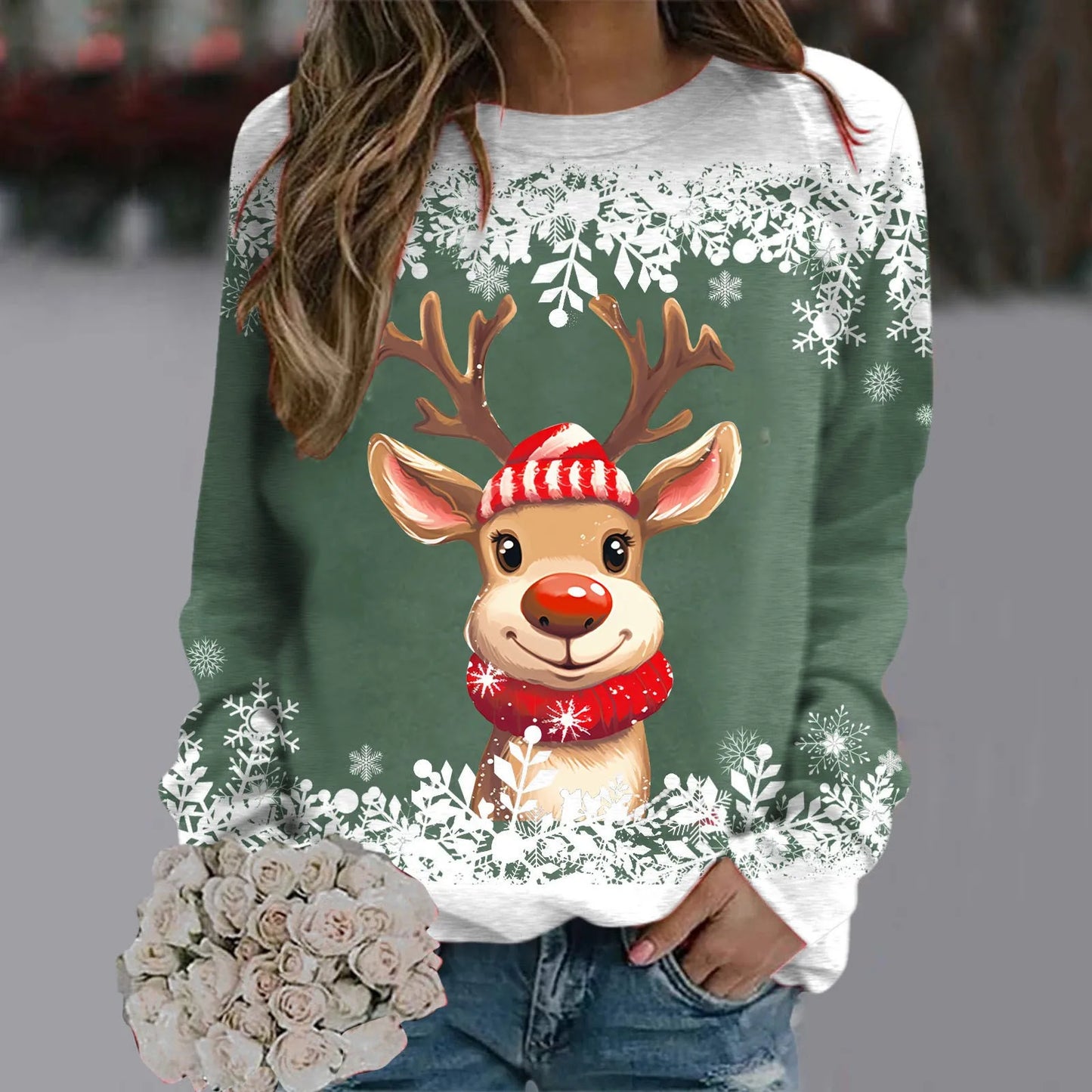 Teen Girls Long Sleeve Crewneck Sweatshirt Sweaters Graphic Xmas