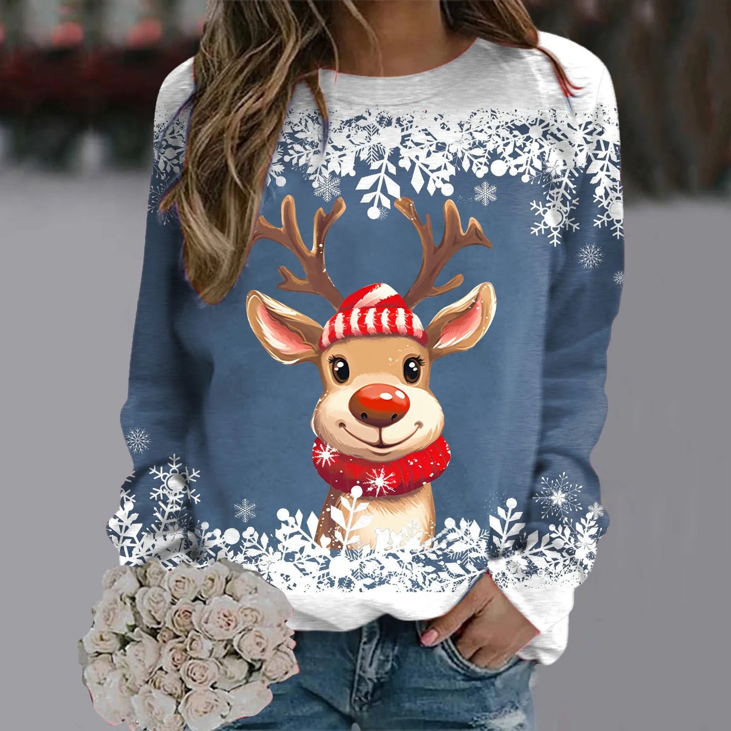 Teen Girls Long Sleeve Crewneck Sweatshirt Sweaters Graphic Xmas
