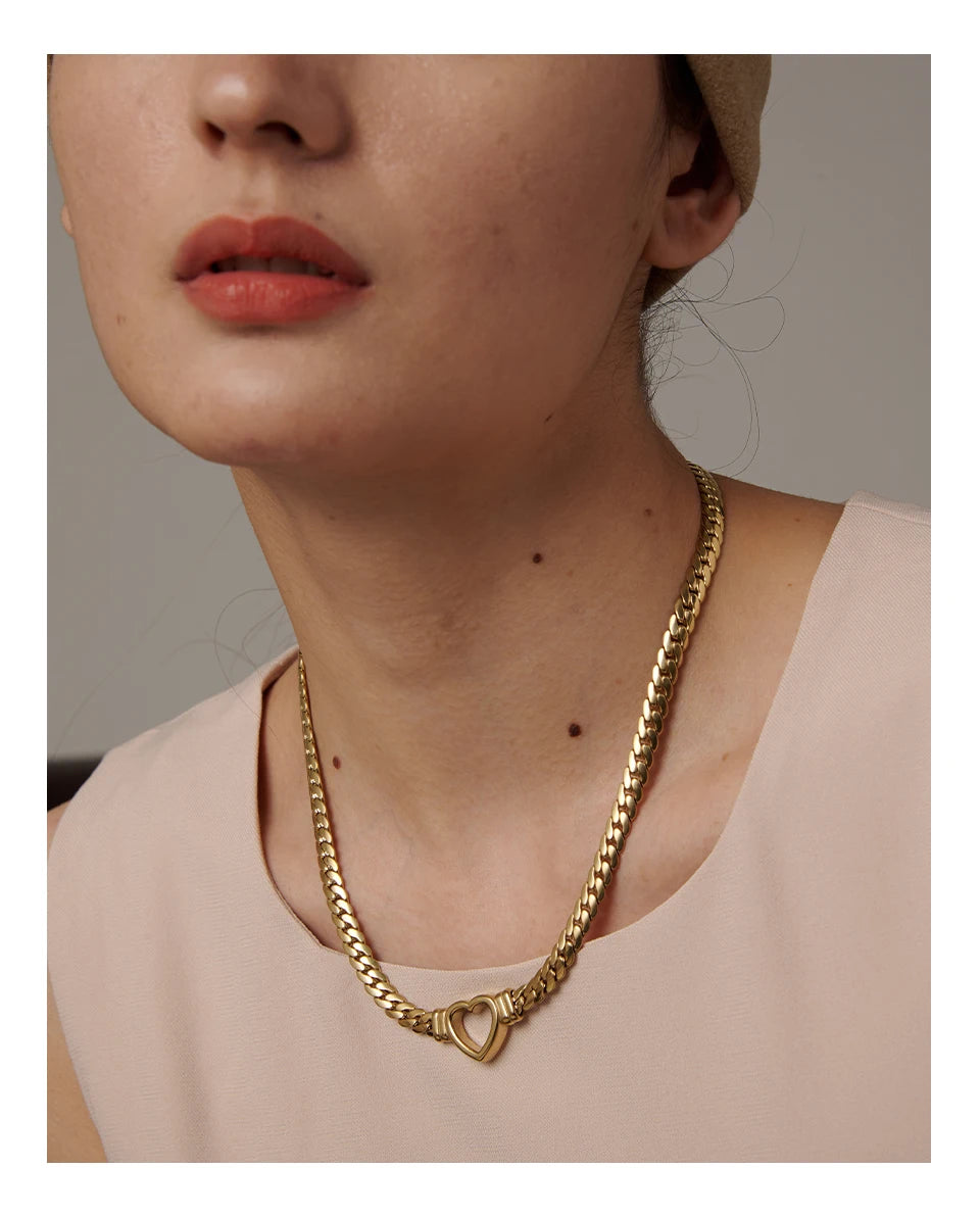 Necklace Stainless Steel for Women Fashion Metal Texture Flat Collar Waterproof Necklace Girlfriend Gift
