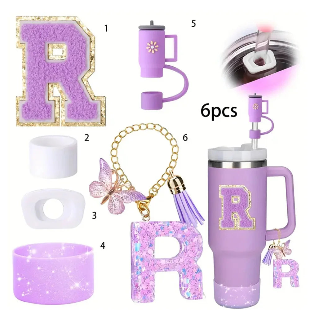 6PCS Cup Accessories Set for Stanley Cup 40oz tumbler with handle Including Silicone Straw Topper and Boot, Spill Proof Stopper