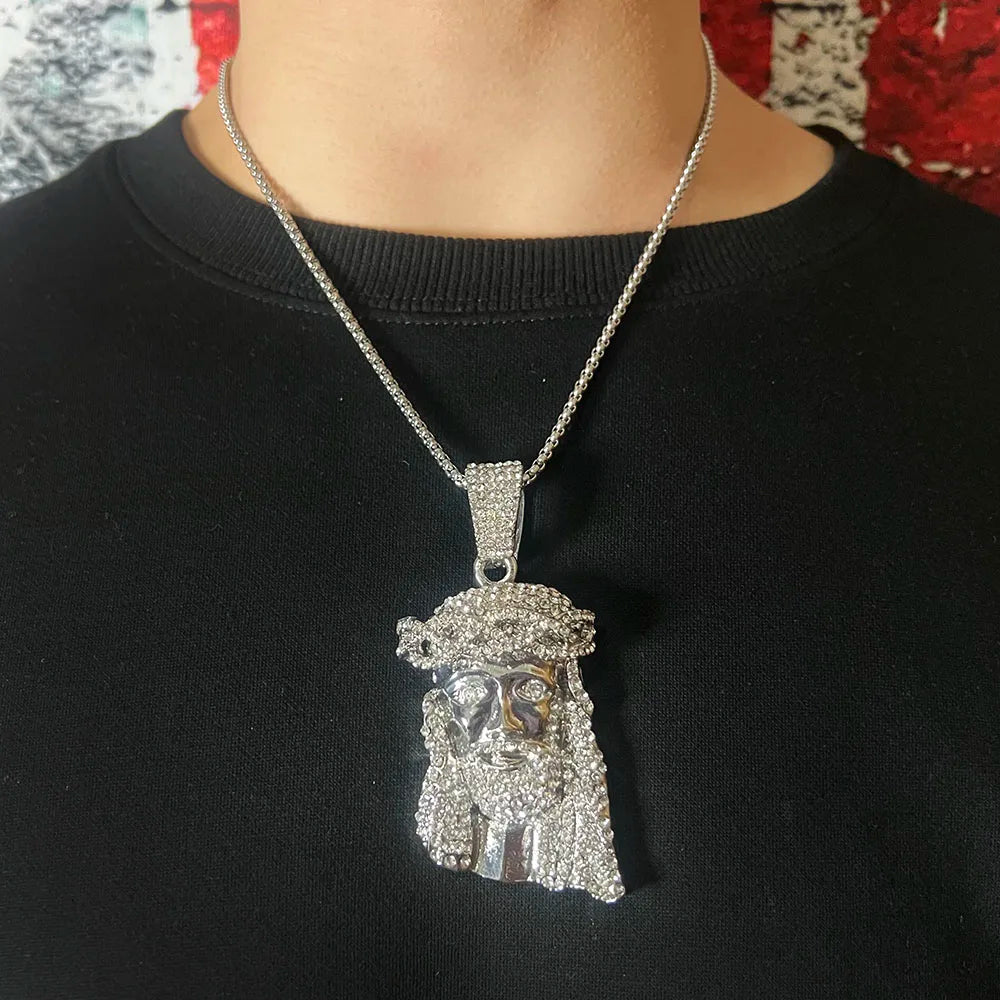 Men Hip Hop Rapper Popular Necklace Cleopatra Religious Jesus Portrait Pendant