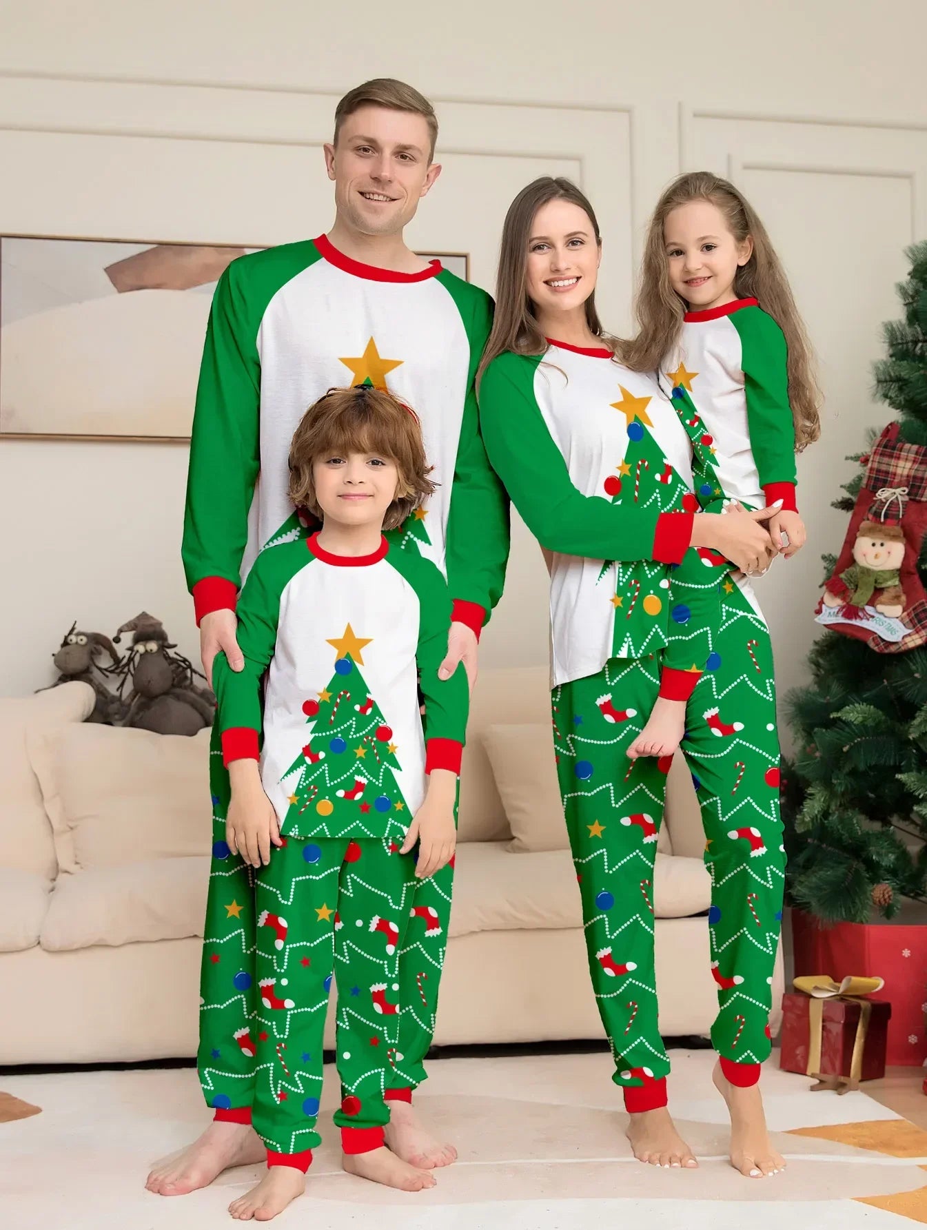 Christmas Sets Family Matching Outfits Mommy and Me Xmas Pj's Clothes Tops+Pants