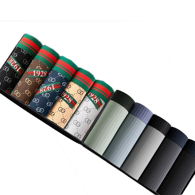 10pcs Boxer Shorts Waist Striped Print Breathable Men's Underpants Large Size L-4XL