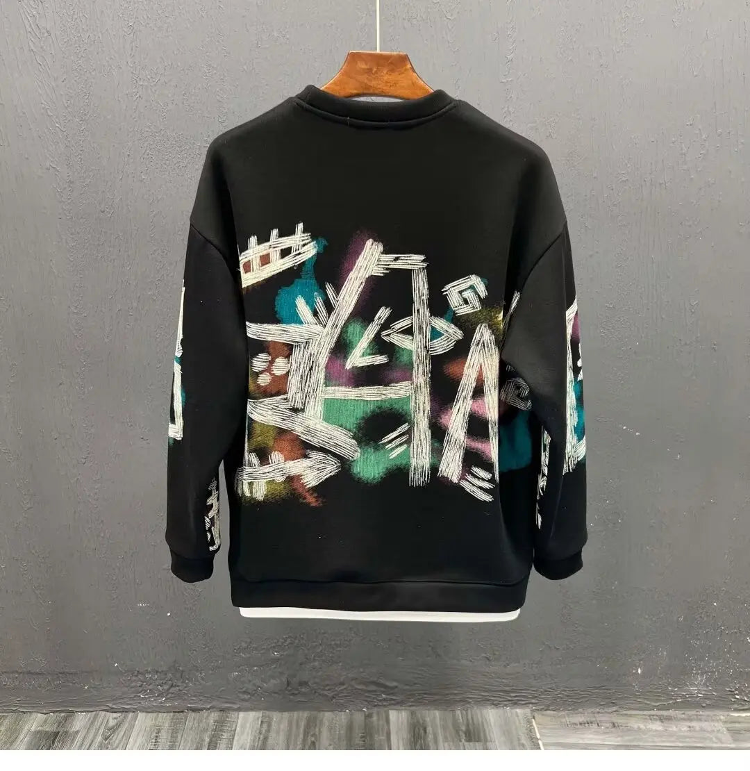 Autumn New Men's Sweatshirts Hoodies Harajuku High Street Full Graphic Top High Quality Not Fading Long Sleeved T-shirts 2024