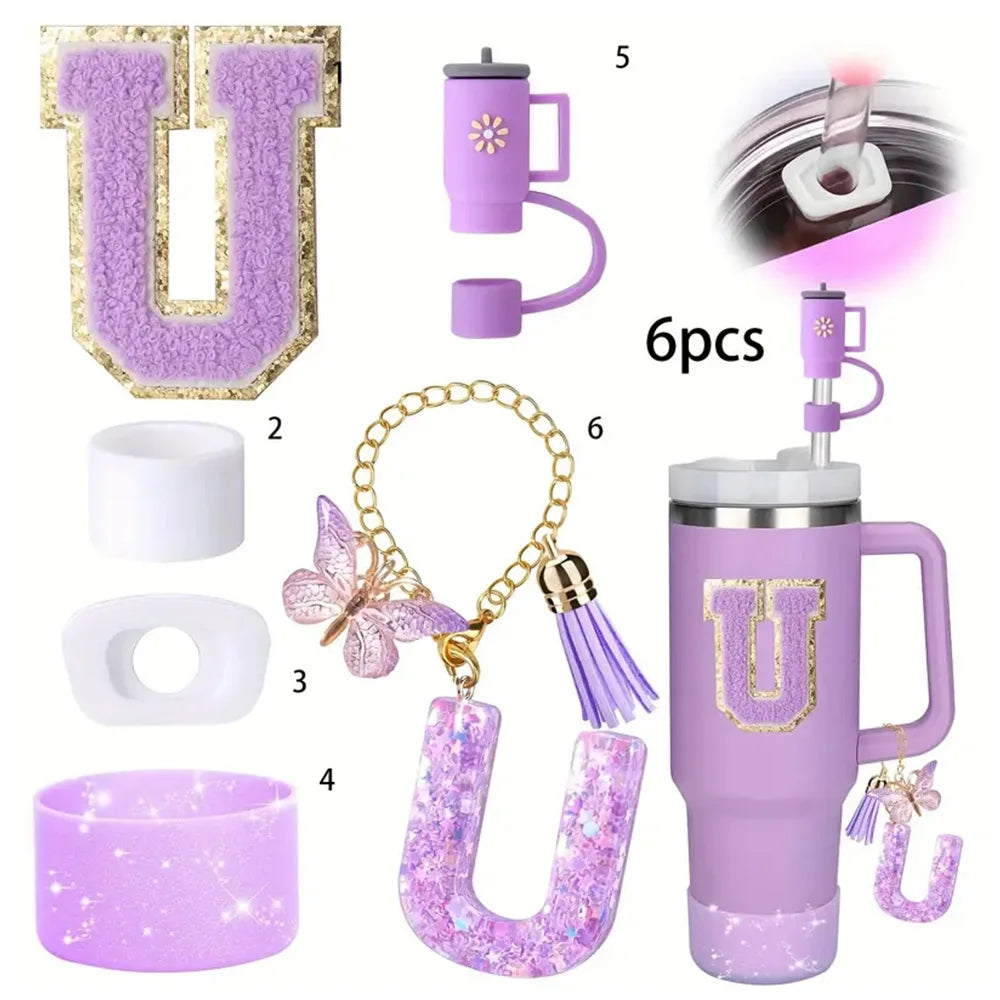 6PCS Cup Accessories Set for Stanley Cup 40oz tumbler with handle Including Silicone Straw Topper and Boot, Spill Proof Stopper