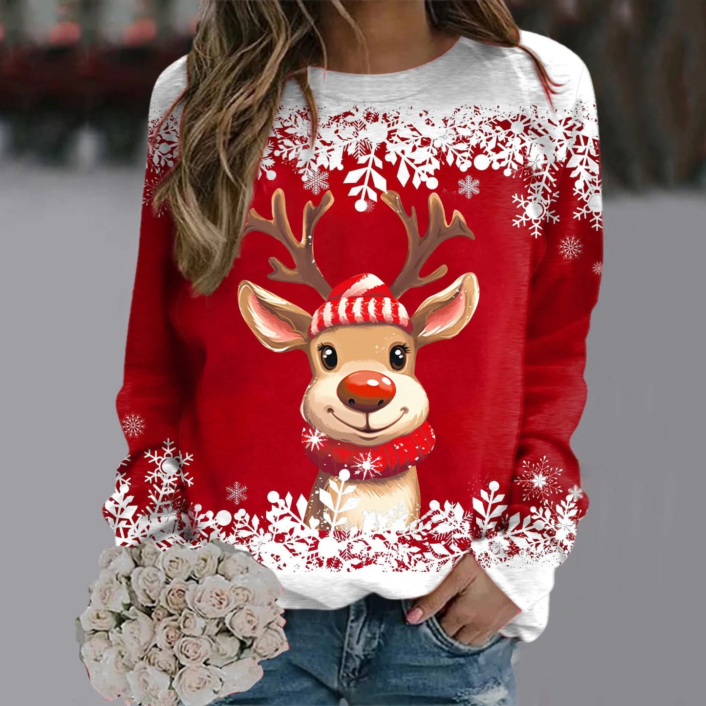 Teen Girls Long Sleeve Crewneck Sweatshirt Sweaters Graphic Xmas