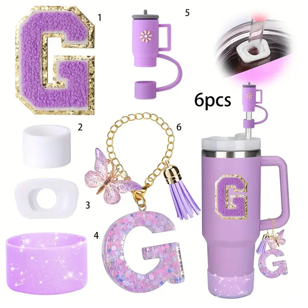 6PCS Cup Accessories Set for Stanley Cup 40oz tumbler with handle Including Silicone Straw Topper and Boot, Spill Proof Stopper