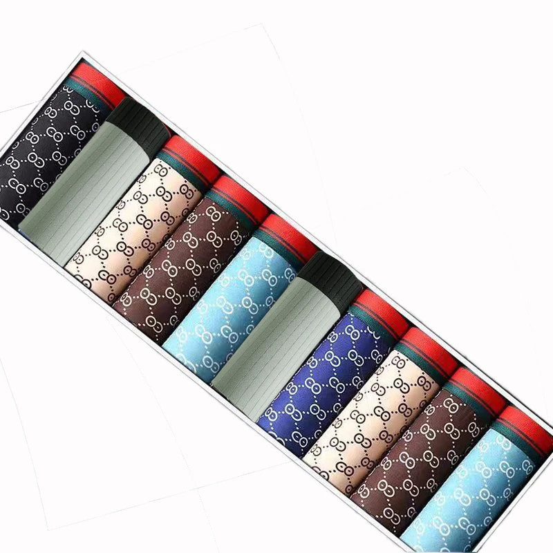 10pcs Boxer Shorts Waist Striped Print Breathable Men's Underpants Large Size L-4XL