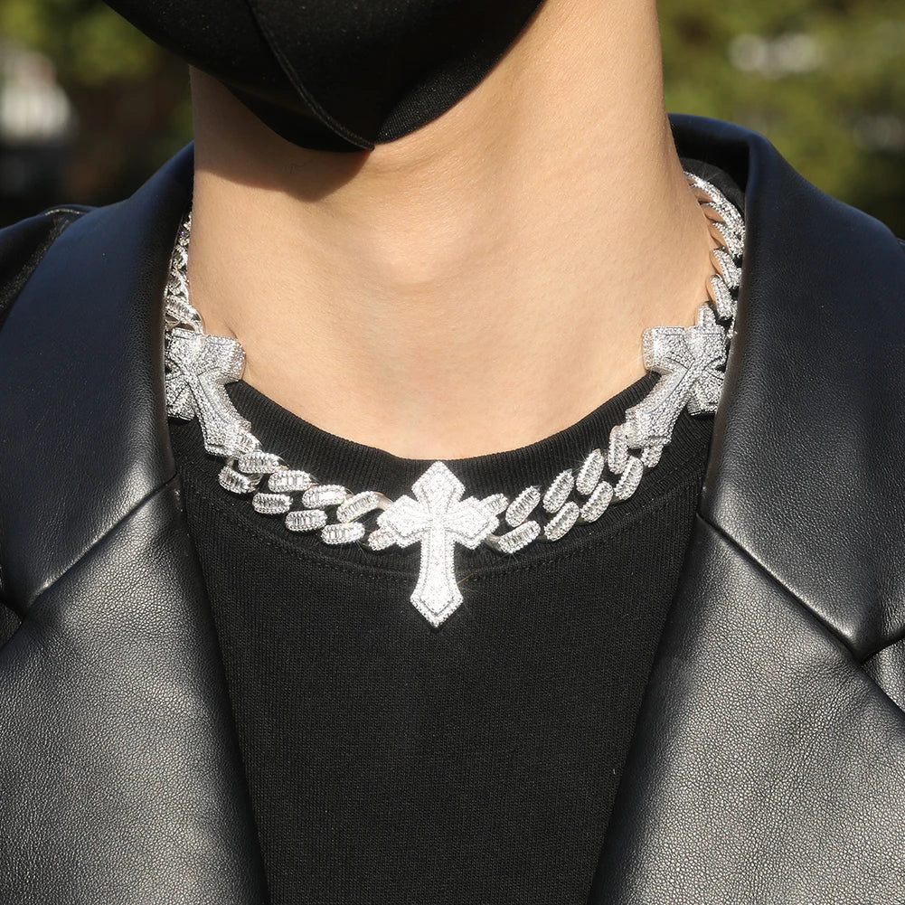 THE BLING KING 3pcs Necklace Prong Setting 5A Cubic Zirconia Choker HipHop Fashion Jewelry