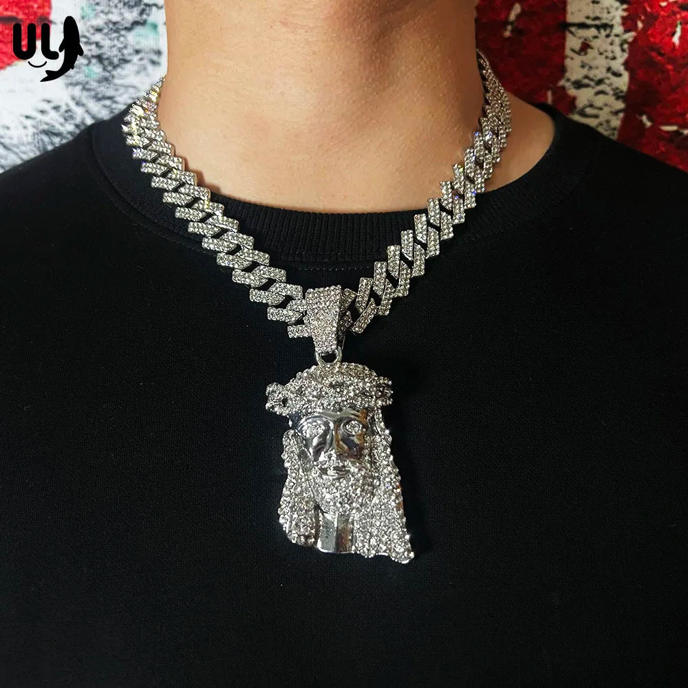 Men Hip Hop Rapper Popular Necklace Cleopatra Religious Jesus Portrait Pendant