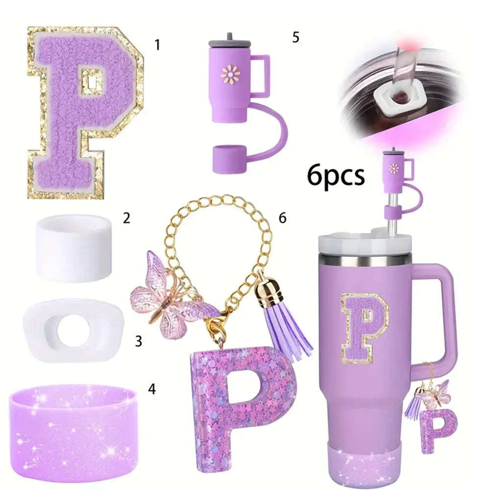 6PCS Cup Accessories Set for Stanley Cup 40oz tumbler with handle Including Silicone Straw Topper and Boot, Spill Proof Stopper