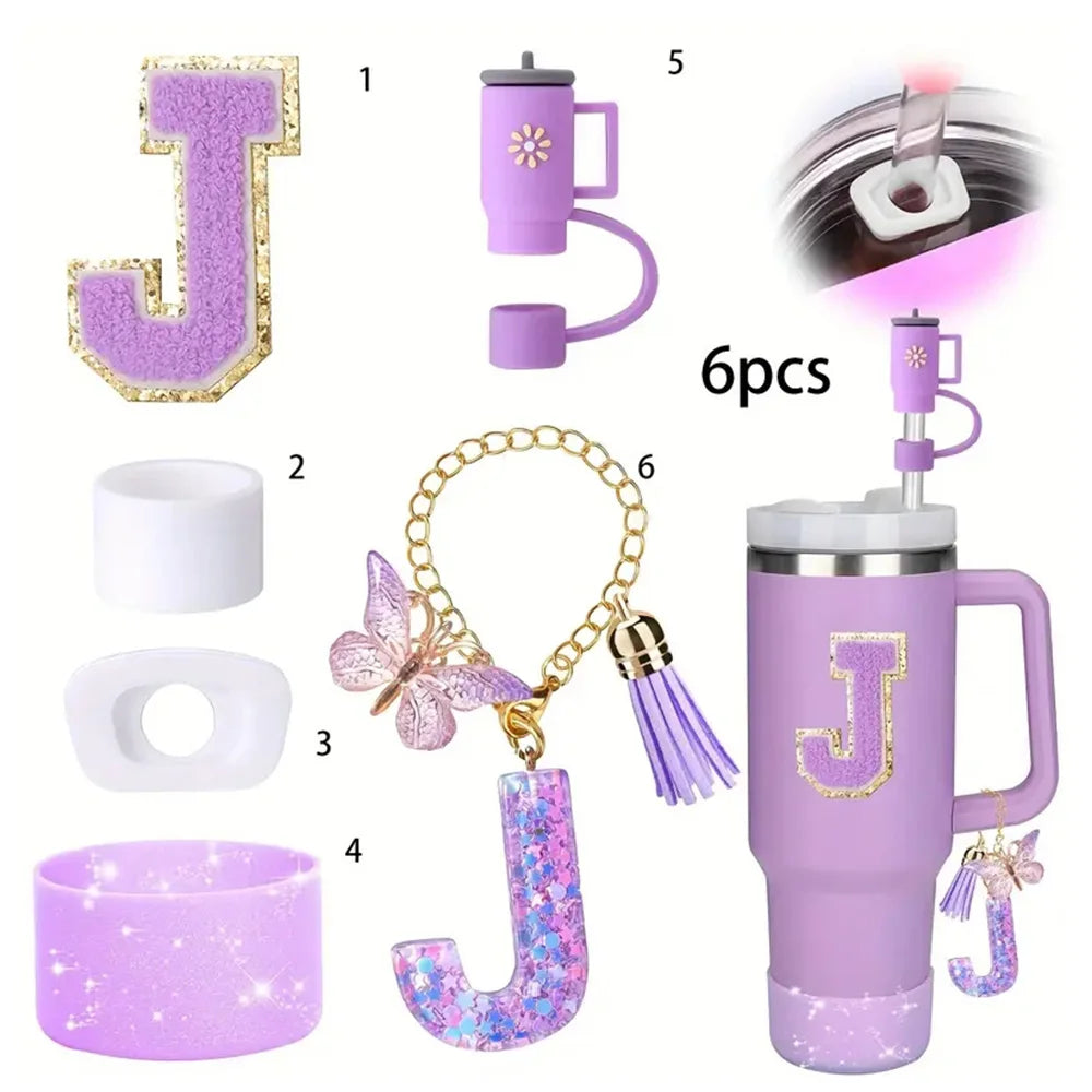 6PCS Cup Accessories Set for Stanley Cup 40oz tumbler with handle Including Silicone Straw Topper and Boot, Spill Proof Stopper