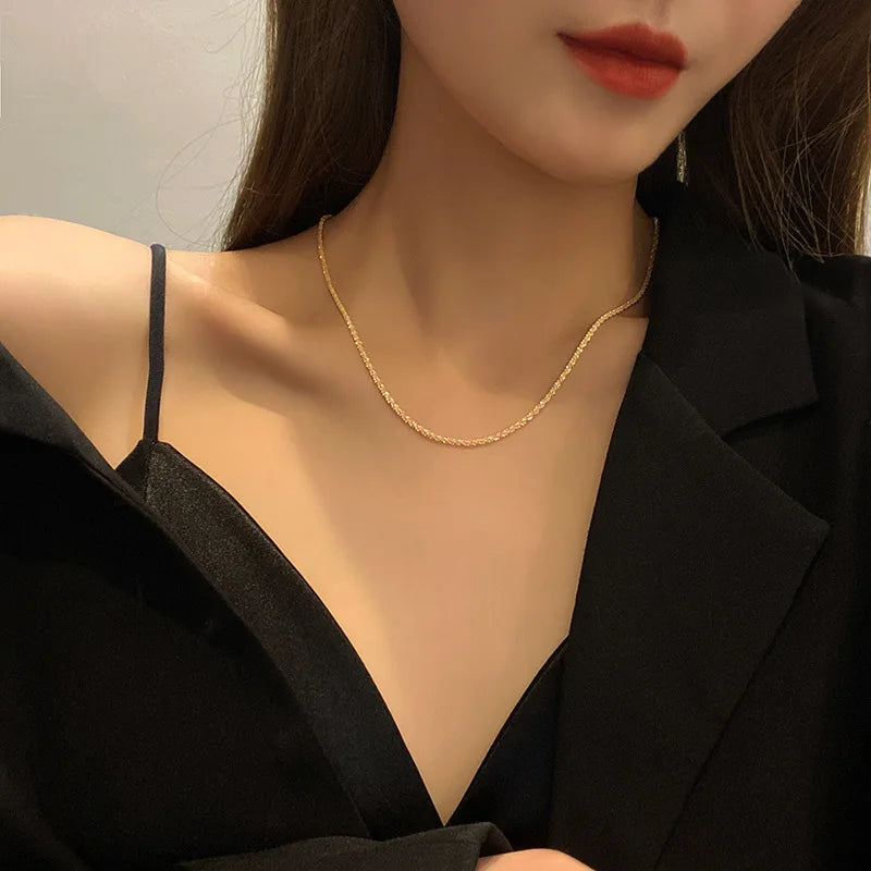 Colour Sparkling Clavicle Chain Choker Necklace Collar For Women Fine Jewelry Wedding Party Birthday Gift