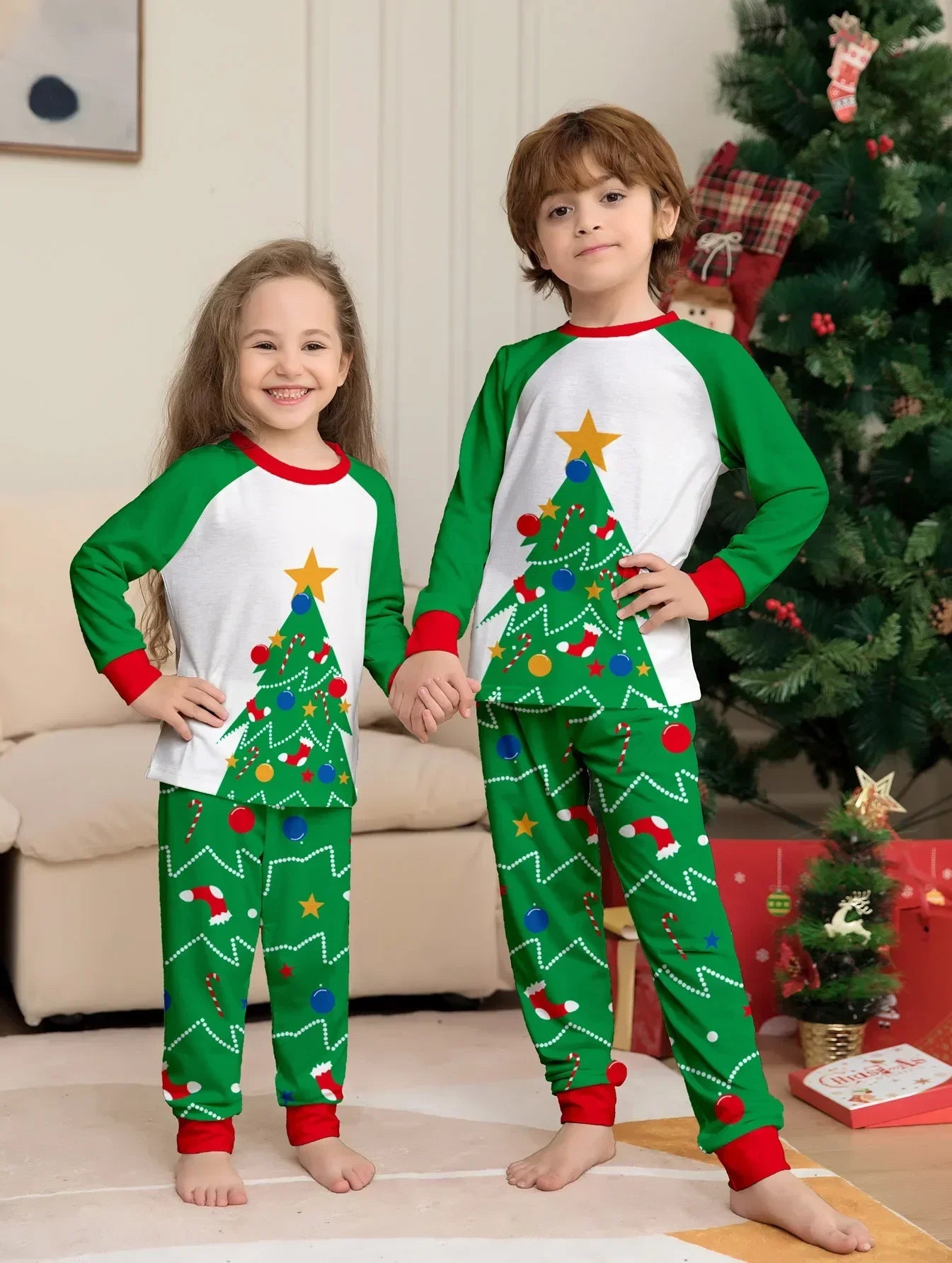 Christmas Sets Family Matching Outfits Mommy and Me Xmas Pj's Clothes Tops+Pants