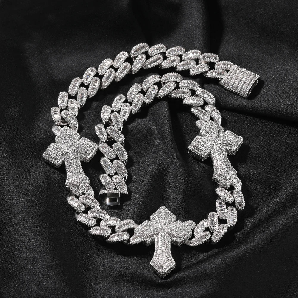 THE BLING KING 3pcs Necklace Prong Setting 5A Cubic Zirconia Choker HipHop Fashion Jewelry