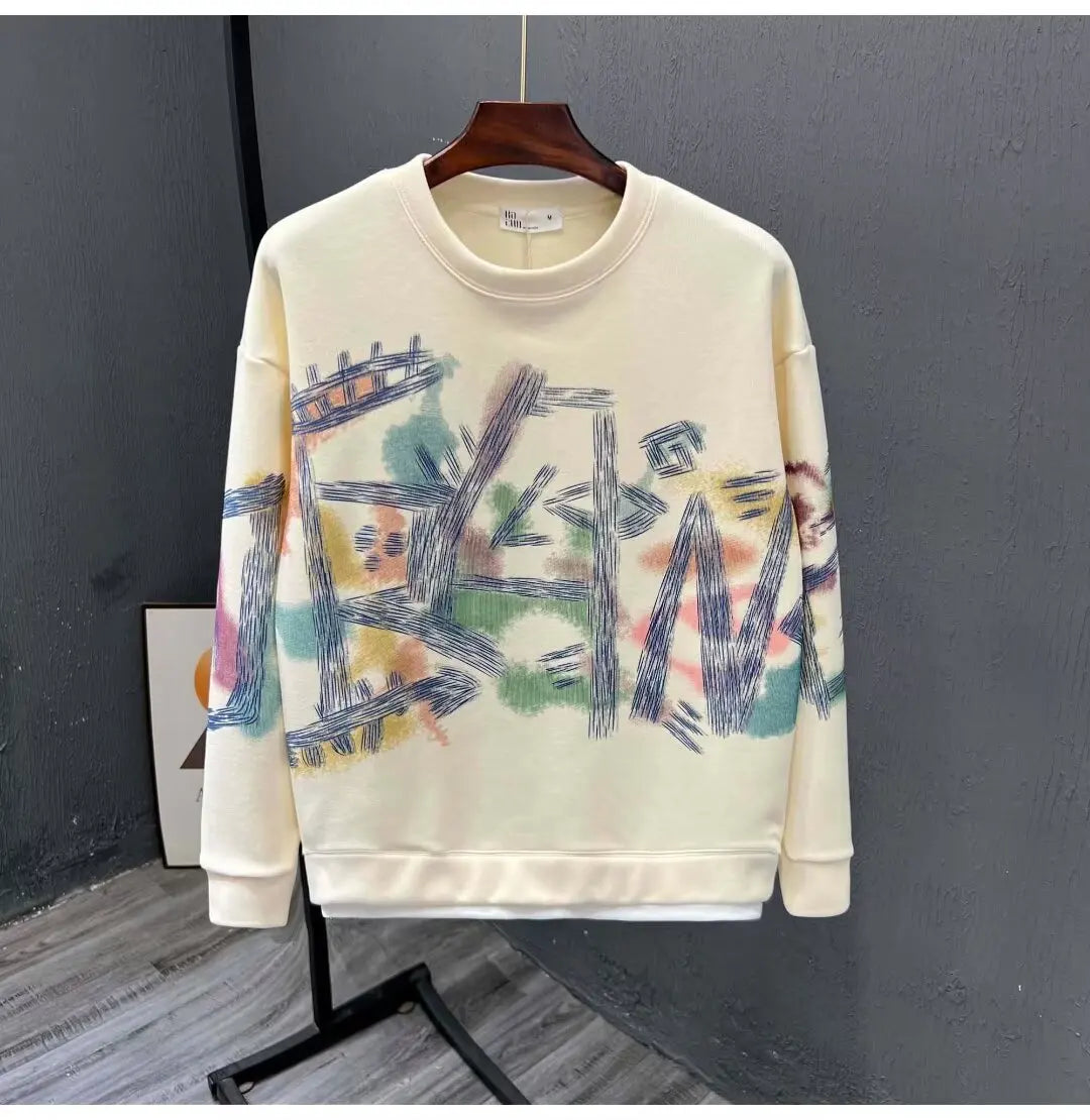Autumn New Men's Sweatshirts Hoodies Harajuku High Street Full Graphic Top High Quality Not Fading Long Sleeved T-shirts 2024