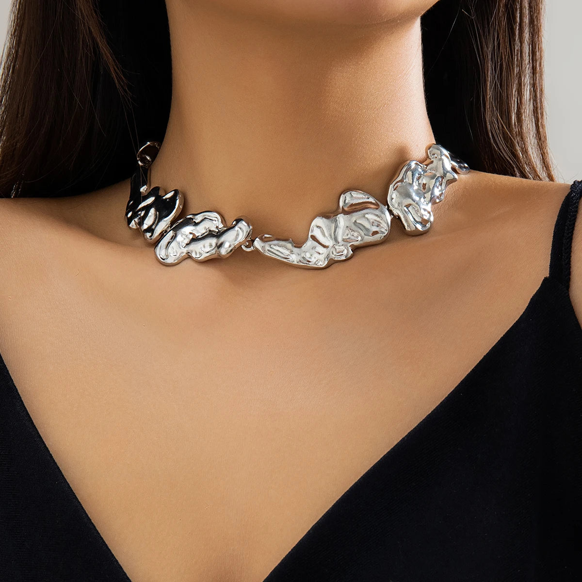 Big Metal Thick Choker Necklace for Women Trendy Chunky Collar on Neck Accessories Fashion Jewelry Female