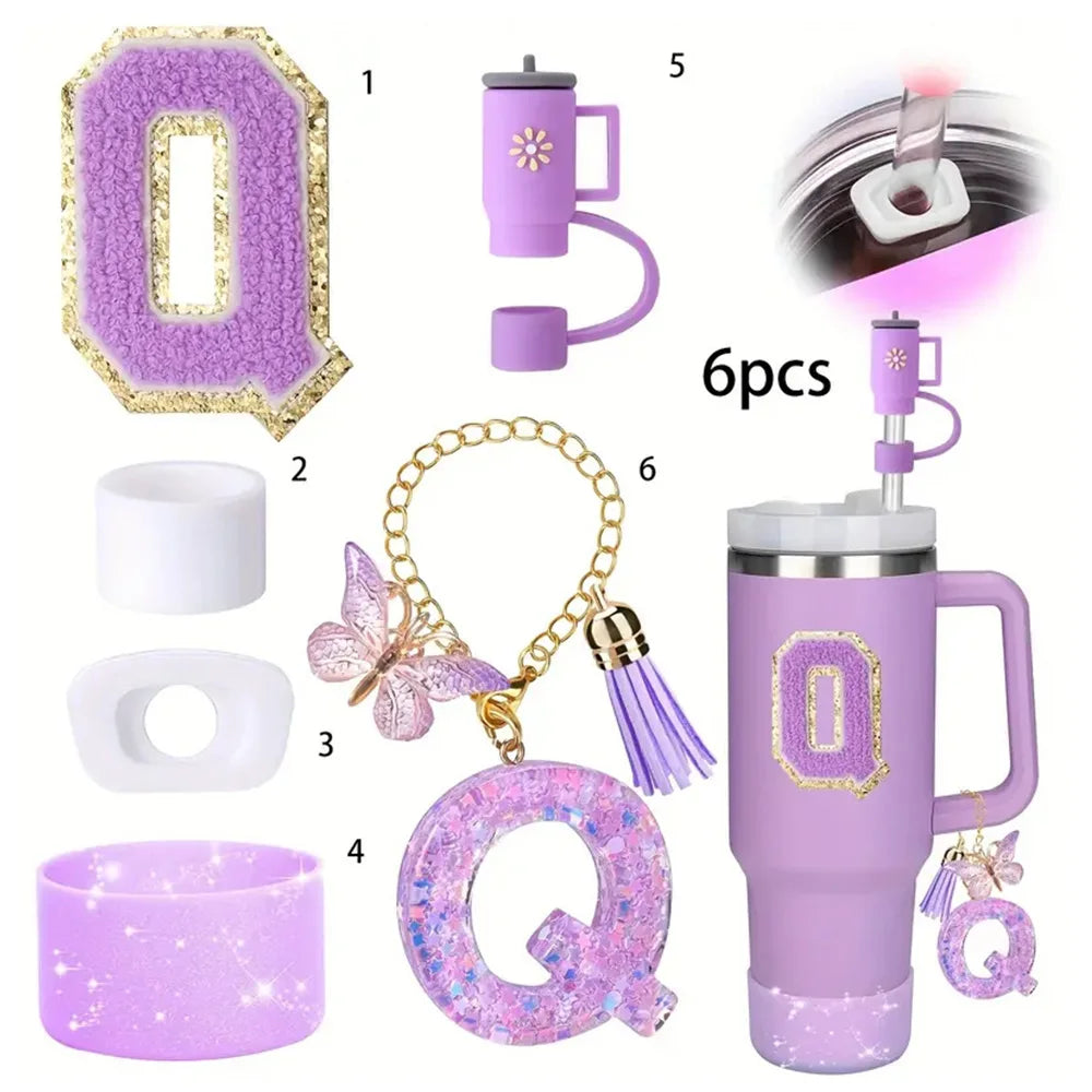 6PCS Cup Accessories Set for Stanley Cup 40oz tumbler with handle Including Silicone Straw Topper and Boot, Spill Proof Stopper