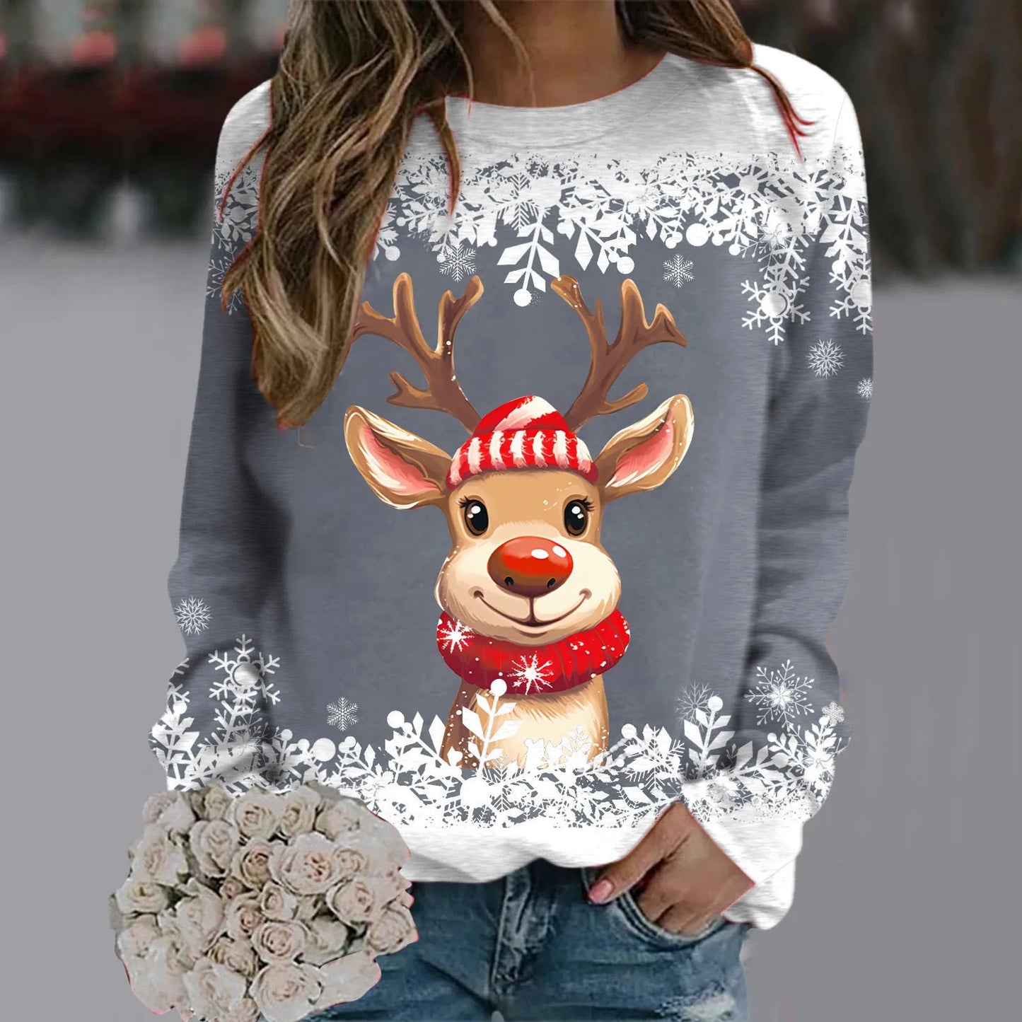Teen Girls Long Sleeve Crewneck Sweatshirt Sweaters Graphic Xmas