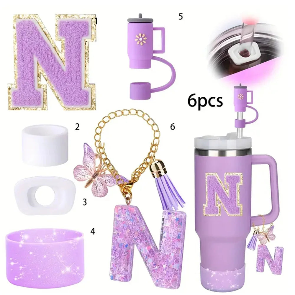 6PCS Cup Accessories Set for Stanley Cup 40oz tumbler with handle Including Silicone Straw Topper and Boot, Spill Proof Stopper