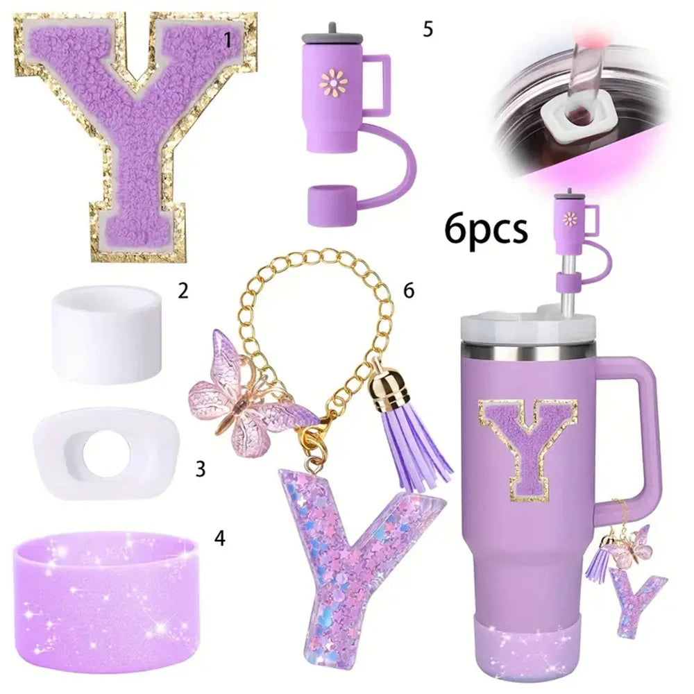 6PCS Cup Accessories Set for Stanley Cup 40oz tumbler with handle Including Silicone Straw Topper and Boot, Spill Proof Stopper