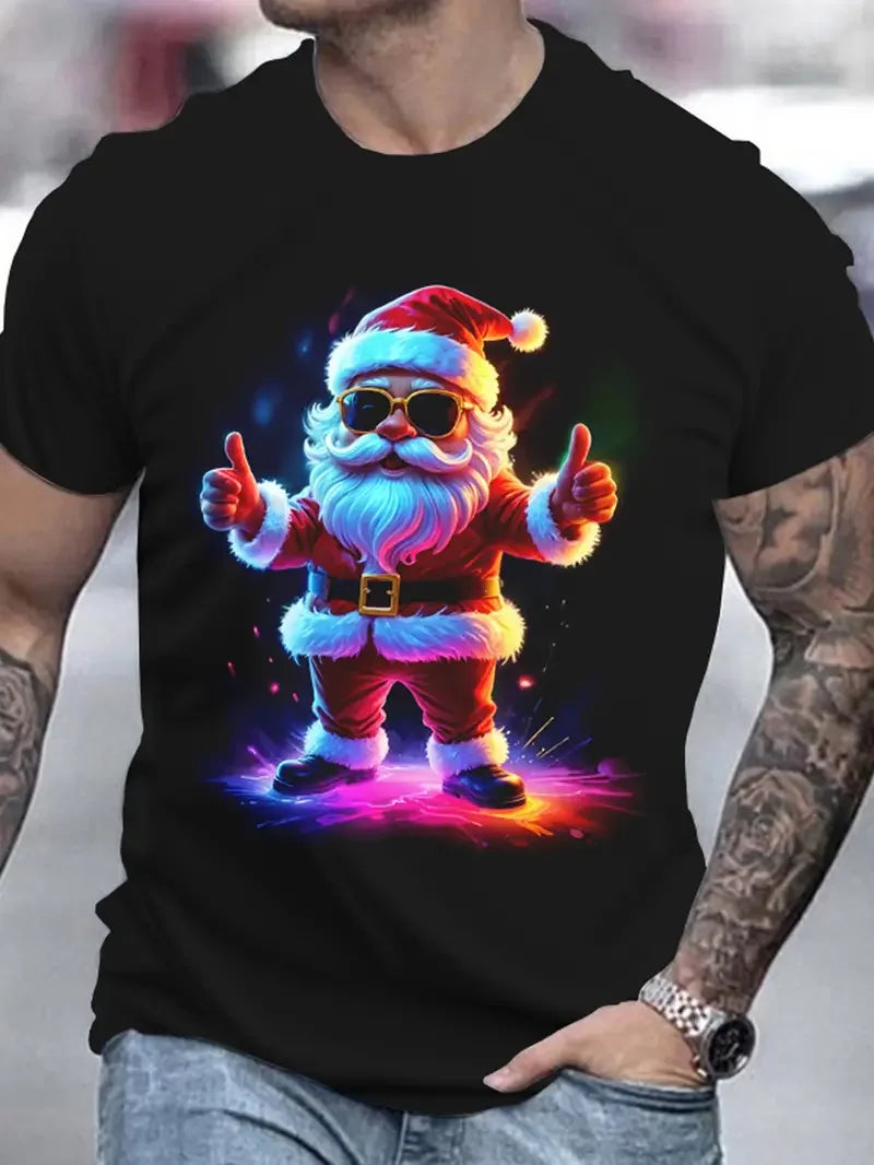 men's Christmas T-shirt fashion short sleeved top casual plus size men clothing