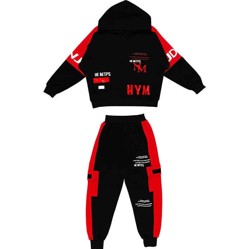 2024 winter children Boy Clothes Teenager tracksuit letters Hooded Top Shirts+ Ankle-tie Pant 8 10 11 12 year