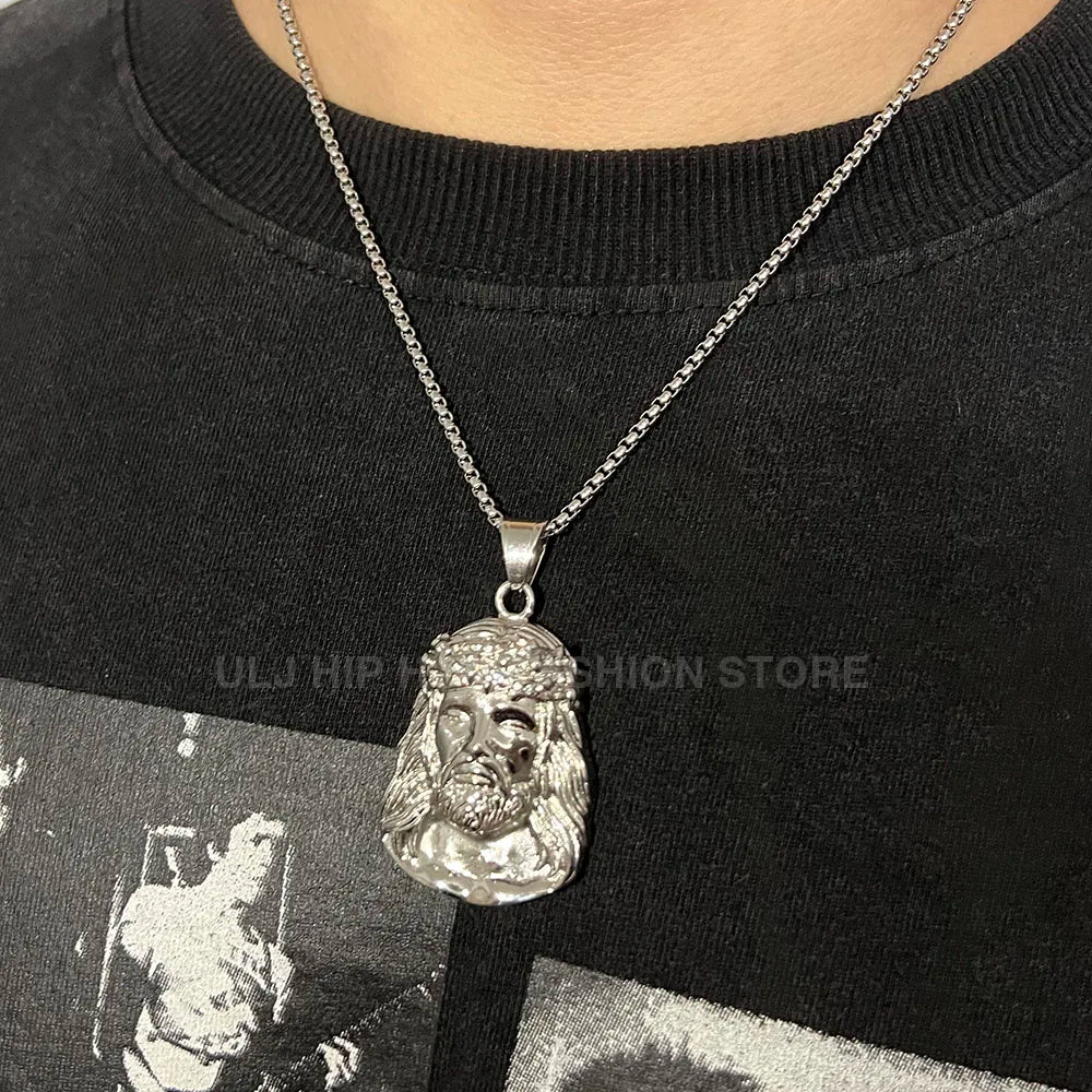 Men Hip Hop Rapper Popular Necklace Cleopatra Religious Jesus Portrait Pendant