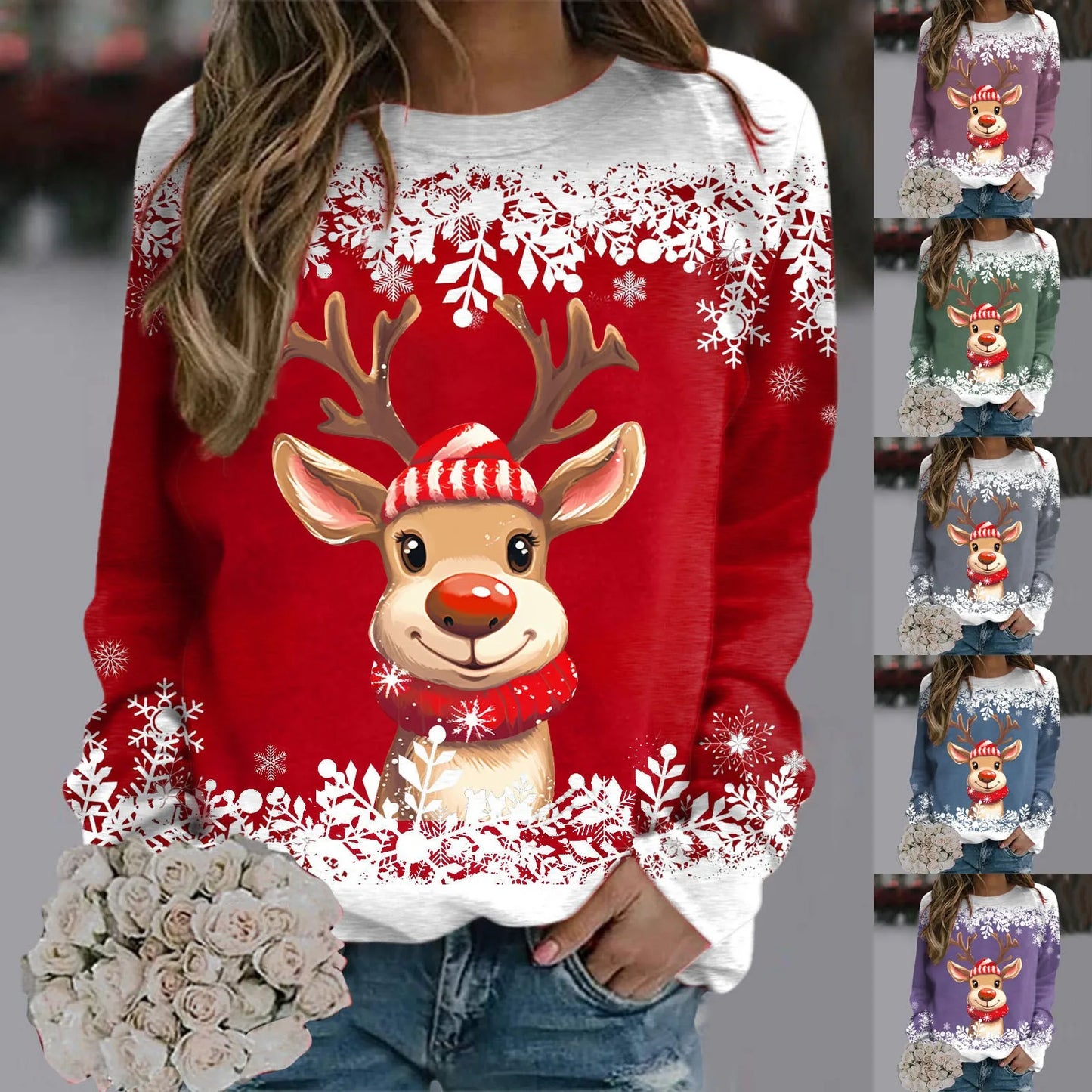 Teen Girls Long Sleeve Crewneck Sweatshirt Sweaters Graphic Xmas