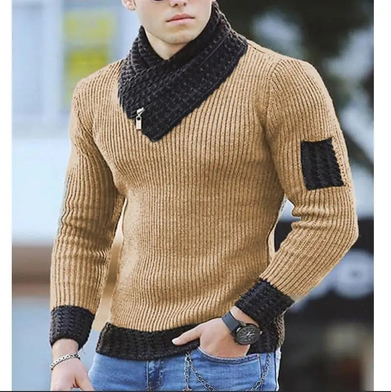 Sweater Turtleneck Men Winter Fashion Vintage Style Warm Pullovers Knitted
