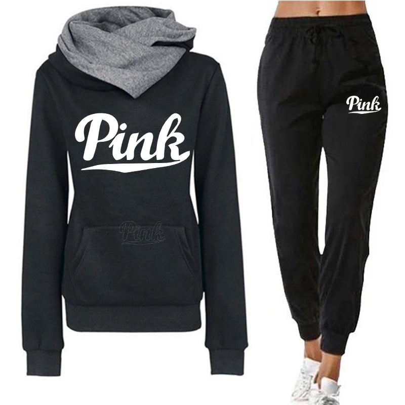 Two Piece Set Winter Warm Hoodies+Pants Pullovers Sweatshirts Female Jogging Clothing Sports Suit Outfits