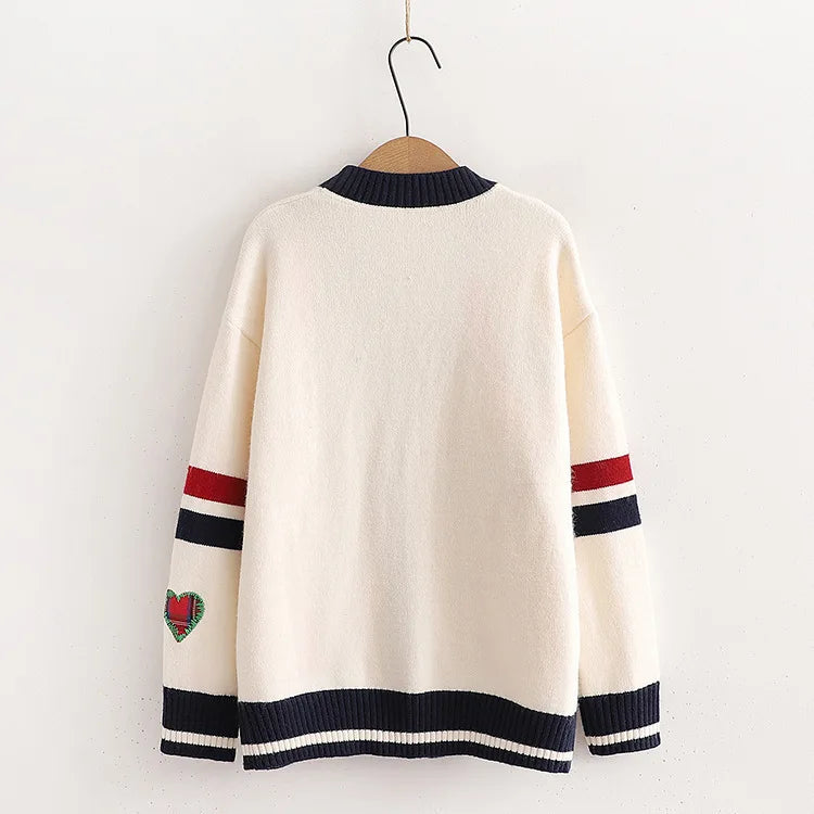 Winter Clothes Women Fall Winter Fashion New Knitted Cardigan V Neck Patchwork Floral Ladies Sweater Korean Style Casual Outwear