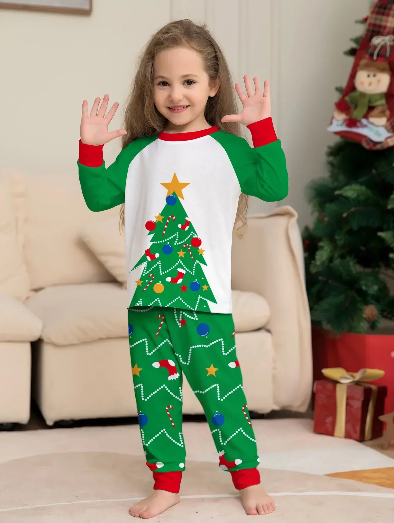 Christmas Sets Family Matching Outfits Mommy and Me Xmas Pj's Clothes Tops+Pants