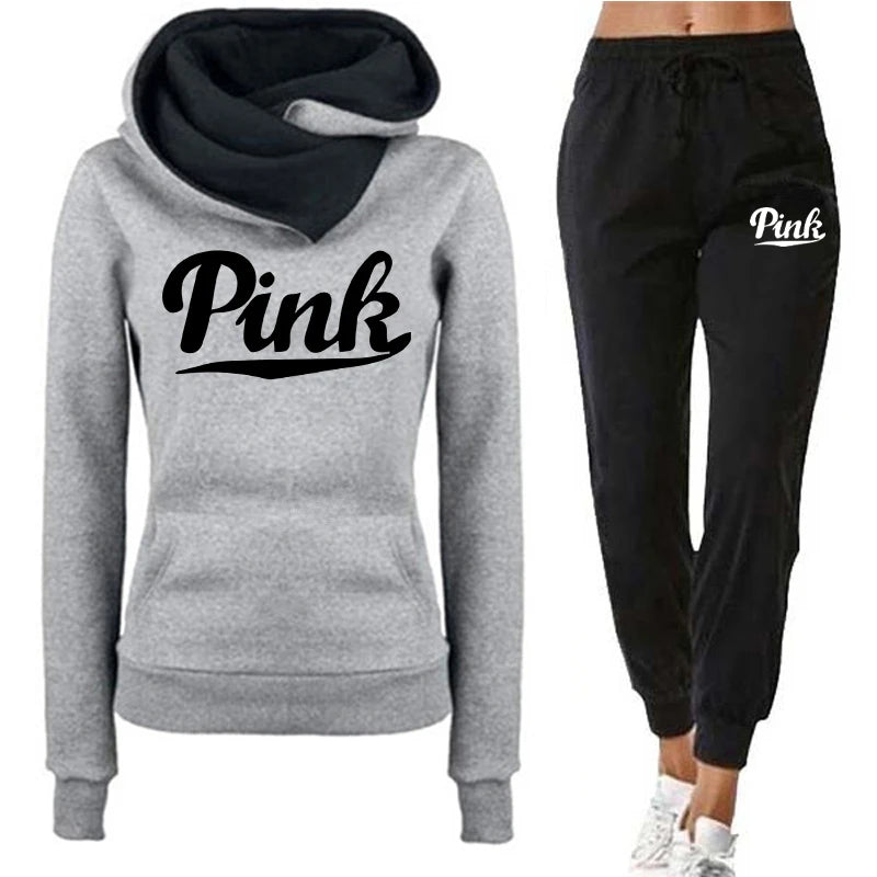 Two Piece Set Winter Warm Hoodies+Pants Pullovers Sweatshirts Female Jogging Clothing Sports Suit Outfits